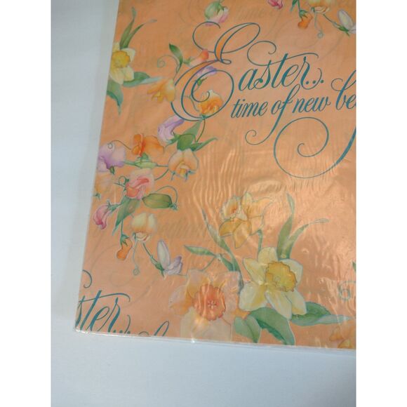 Vintage Hallmark Easter Peach Pastel Floral Daffodil Gift Wrap Wrapping Paper - Picture 3 of 4